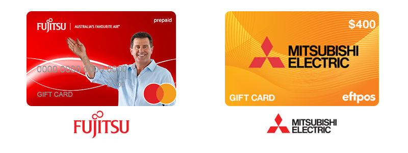 Fujitsu and Mitsubishi Electric gift cards from the 2020 winter cashback promotion